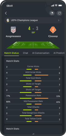 Match animation screen in the TuSport app